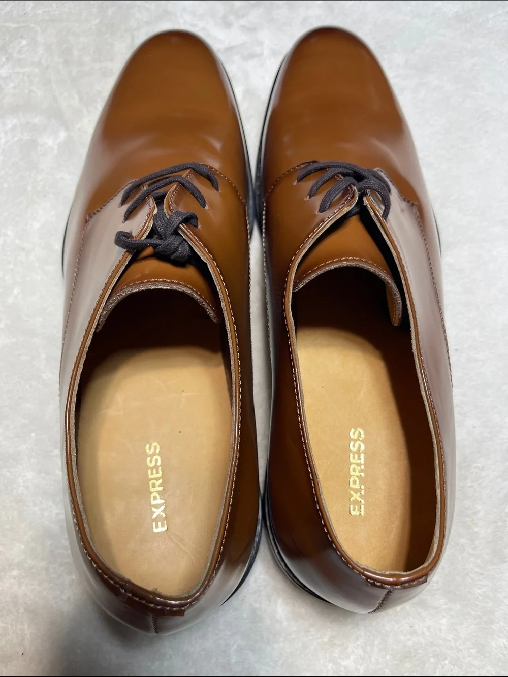 Express Men's Cognac Leather Derby Shoes Size 10 Men’s
